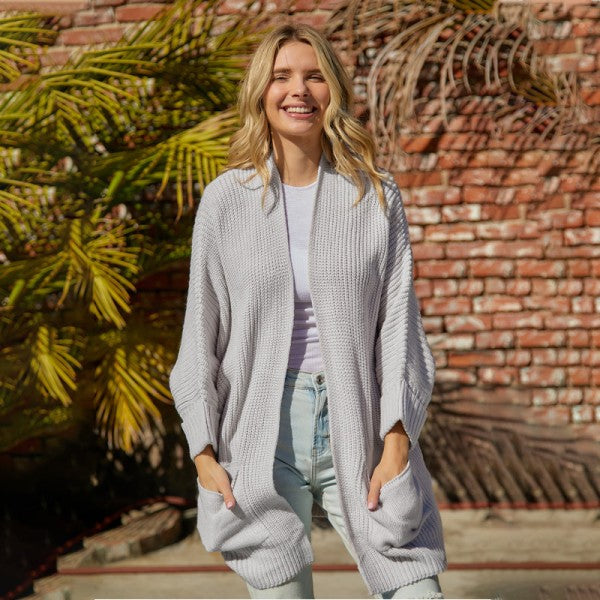 Women’s Oversized Open Front Fold Over Sleeve Cardigan | Zarnesh