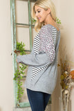 Women's Oversized Pullover Dolman Sleeve Stripes Sweatshirt | Zarnesh