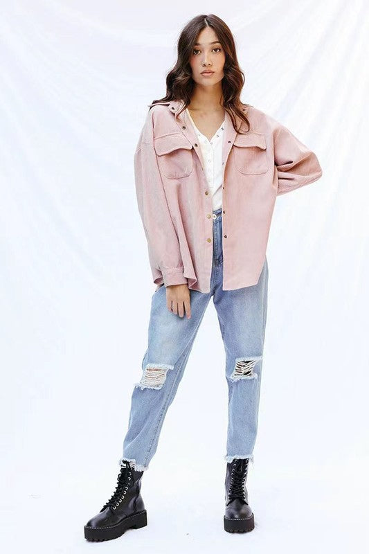 Women’s Oversized Ribbed Corduroy Outwear Jacket | Zarnesh