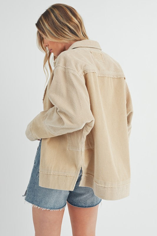 Women's Oversized Corduroy Front Button Daphne Jacket | Zarnesh