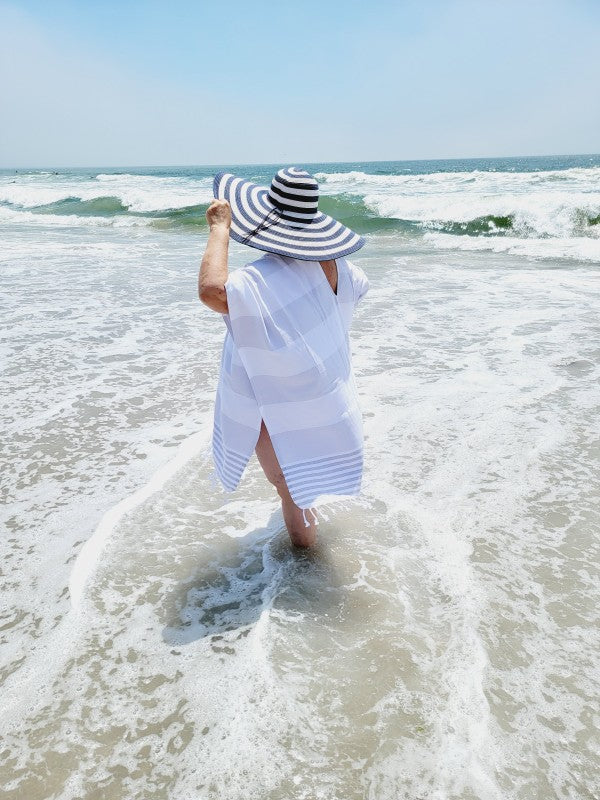 Women's Oversized Striped Turkish Cotton Beach Cover-Up | Zarnesh