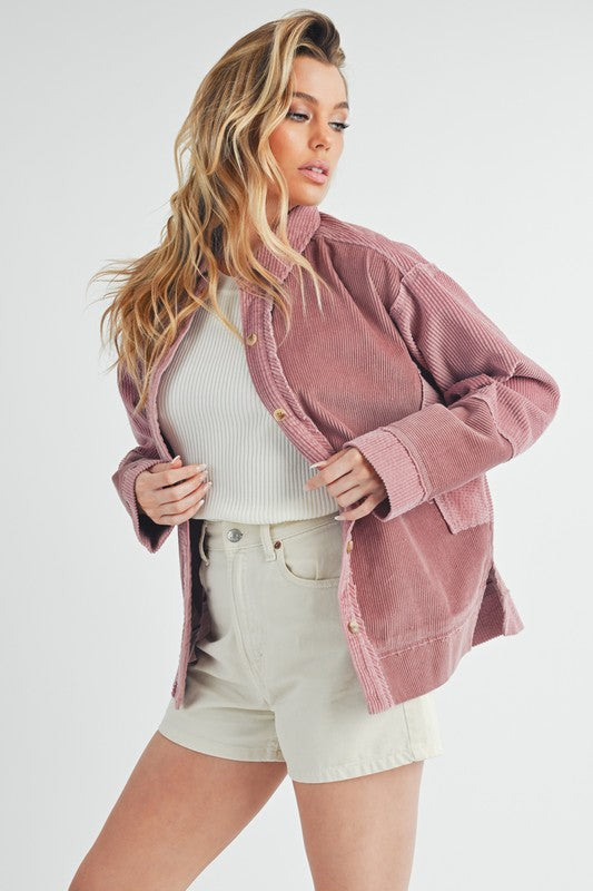 Women's Oversized Corduroy Front Button Daphne Jacket | Zarnesh