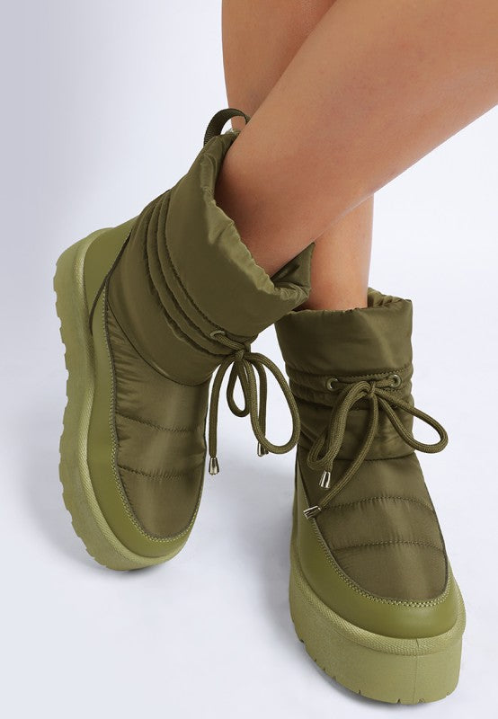 Women’s Pacos High Quilted Puffer Lace-Up Chunky Snow Boots | Zarnesh