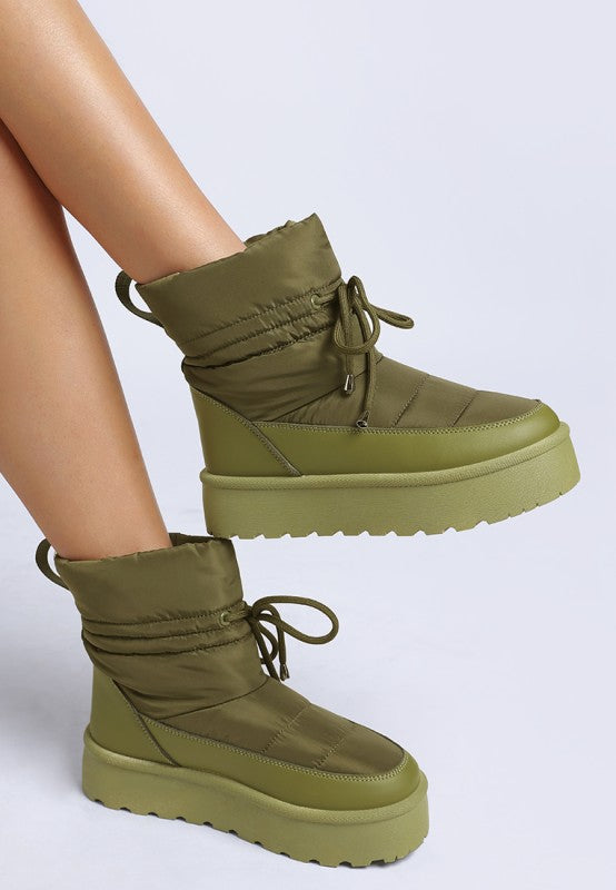 Women’s Pacos High Quilted Puffer Lace-Up Chunky Snow Boots | Zarnesh