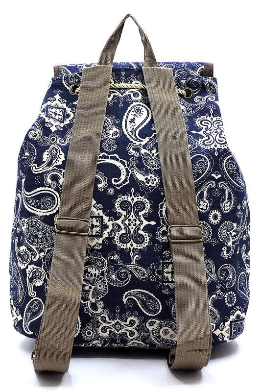 Women's Paisley Printed Canvas Backpack | Zarnesh