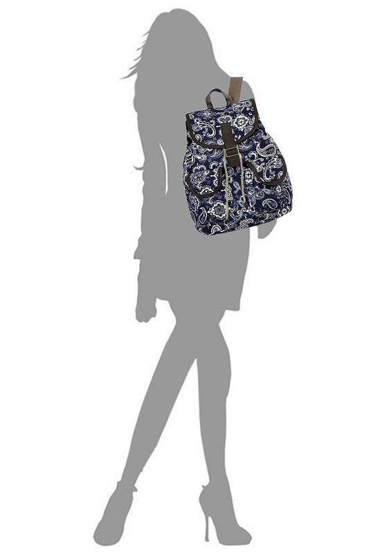 Women's Paisley Printed Canvas Backpack | Zarnesh