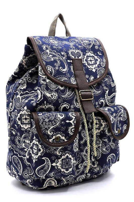Women's Paisley Printed Canvas Backpack | Zarnesh