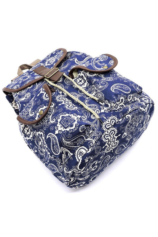 Women's Paisley Printed Canvas Backpack | Zarnesh