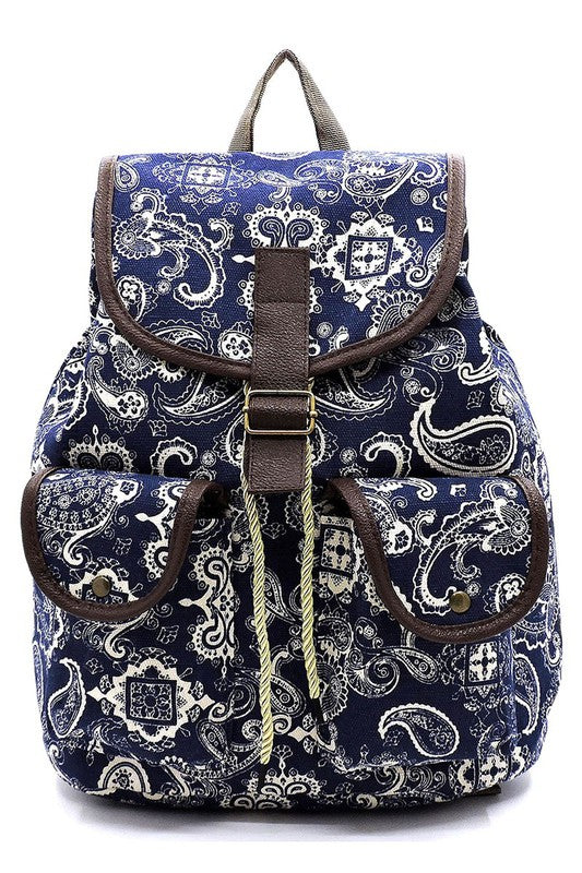 Women's Paisley Printed Canvas Backpack | Zarnesh