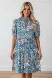Women’s Paisley V Neck Puff Sleeve Mini Dress | Zarnesh