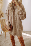 Women’s Cable Knit Drop Shoulder Oversized Sweater Dress | Zarnesh