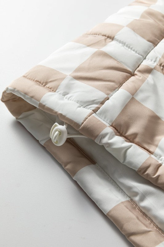 Women’s Patchwork Checker Quilted Buttoned Zip Up Vest | Zarnesh