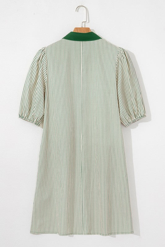 Women’s Patchwork Striped Chest Pocket Shirt Dress | Zarnesh