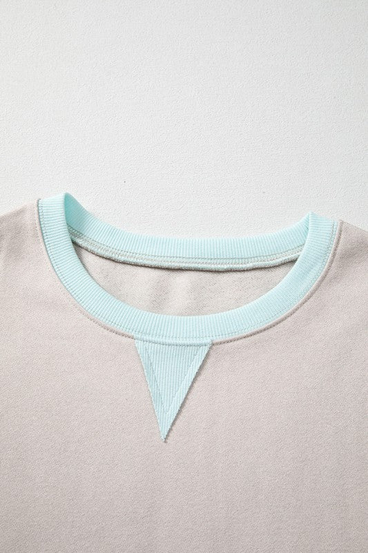 Women’s Patchwork Striped Sleeve Drop Shoulder Sweatshirt | Zarnesh