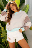 Women’s Patchwork Striped Sleeve Drop Shoulder Sweatshirt | Zarnesh
