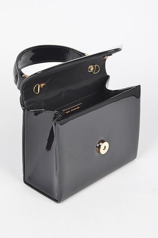 Women's Patent Leather Top Handle Swing Bag | Zarnesh