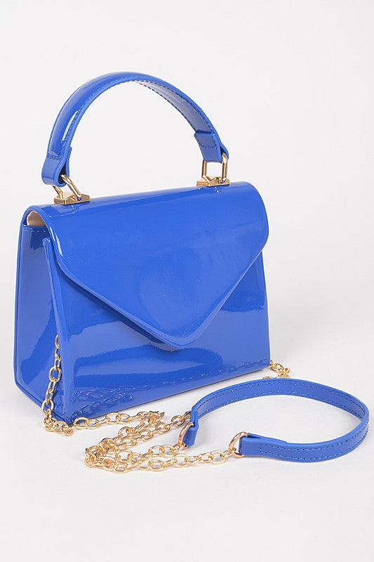 Women’s Patent Mini Gold Chain Strap Handbag | Zarnesh