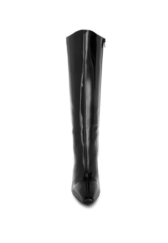Women's Patent Faux Leather Calf Boots | Zarnesh