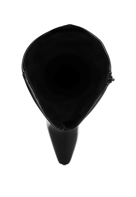 Women's Patent Faux Leather Calf Boots | Zarnesh