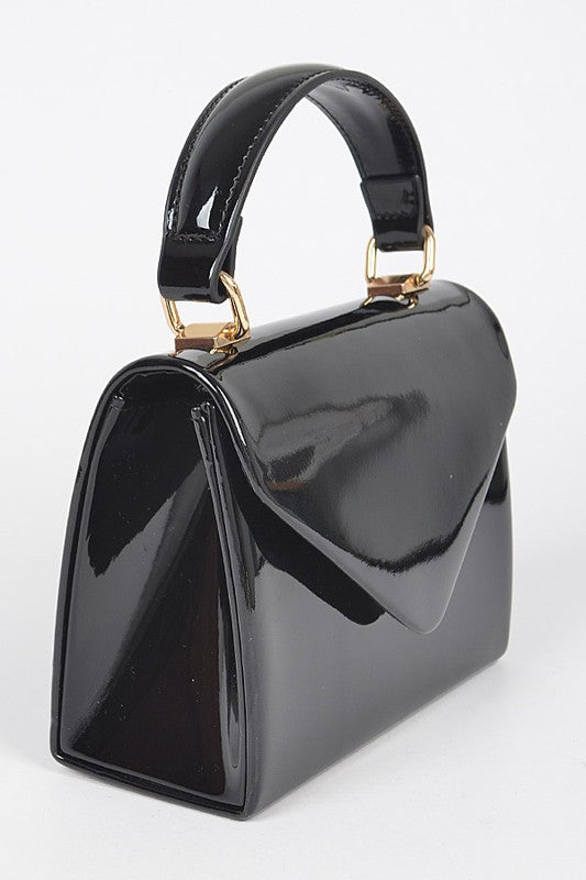 Women's Patent Leather Top Handle Swing Bag | Zarnesh