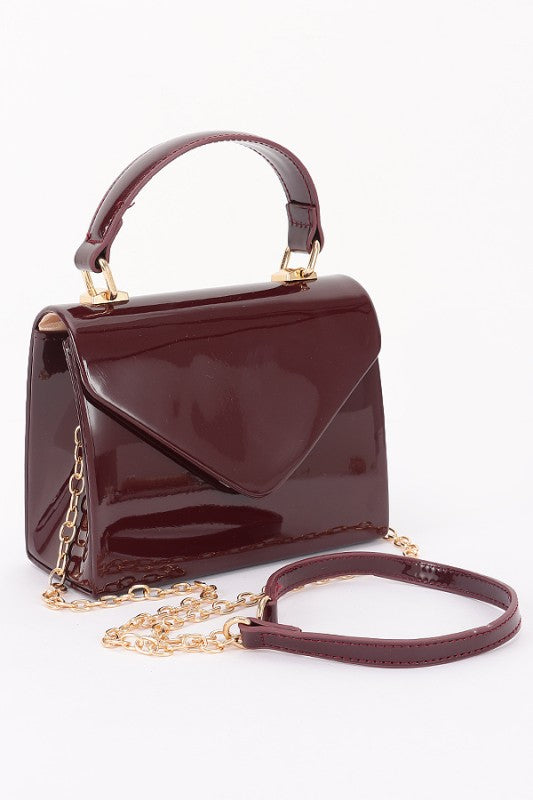 Women's Patent Leather Top Handle Swing Bag | Zarnesh