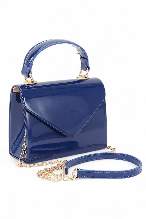 Women's Patent Leather Top Handle Swing Bag | Zarnesh