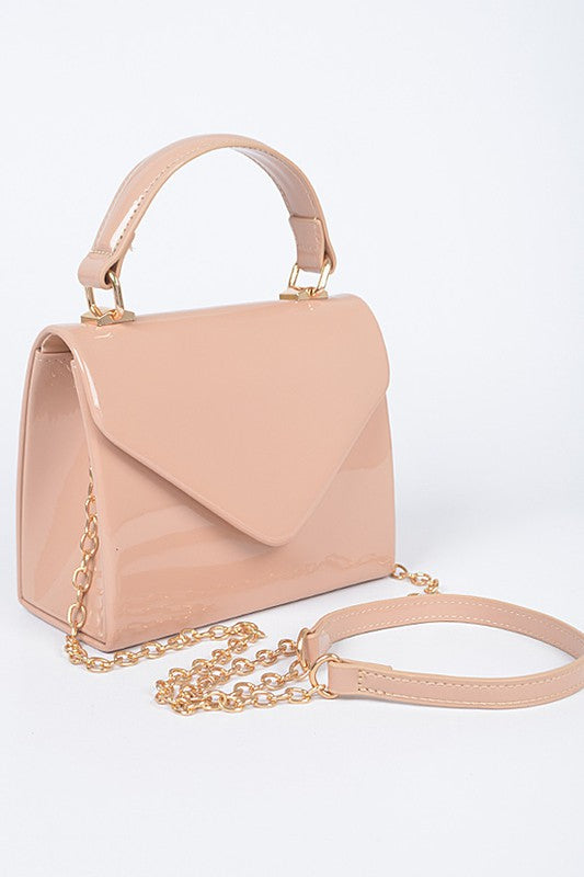 Women's Patent Leather Top Handle Swing Bag | Zarnesh
