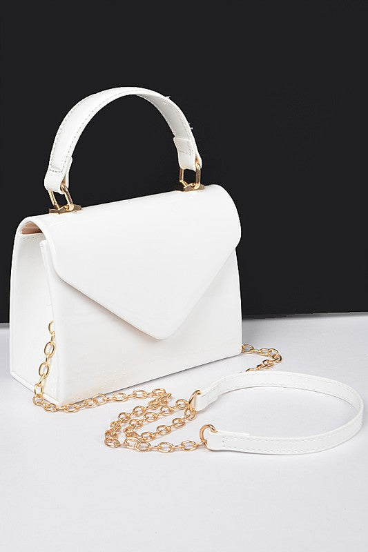 Women's Patent Leather Top Handle Swing Bag | Zarnesh