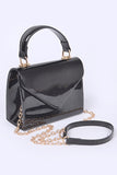 Women’s Patent Mini Gold Chain Strap Handbag | Zarnesh