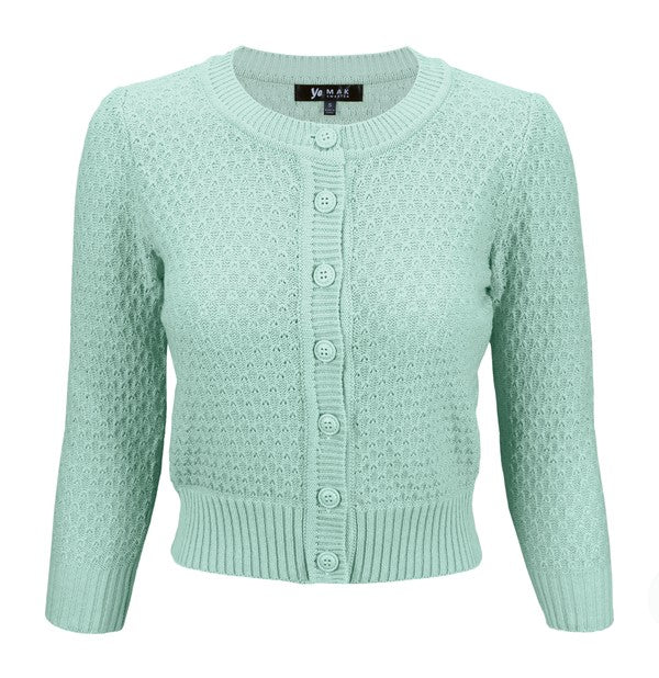 Women’s Pattern Cropped Knit Cardigan Sweater | Zarnesh