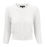Women’s Pattern Cropped Knit Cardigan Sweater | Zarnesh