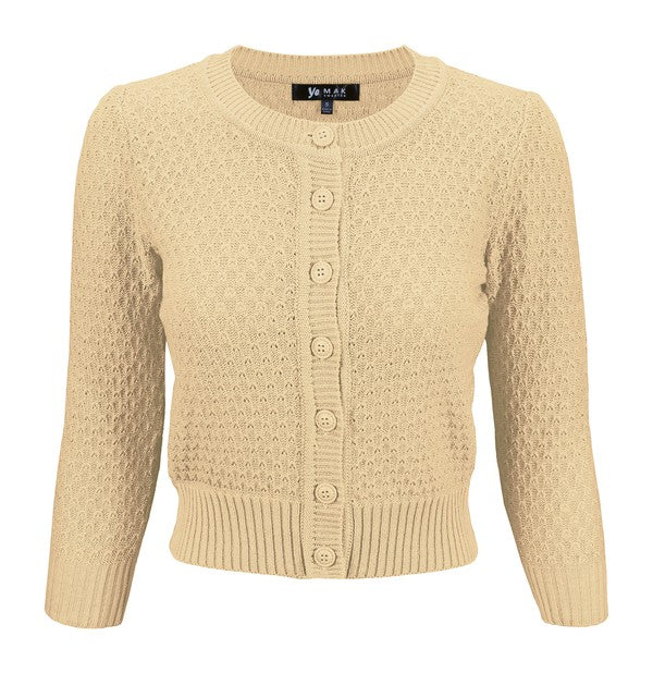 Women’s Pattern Cropped Knit Cardigan Sweater | Zarnesh