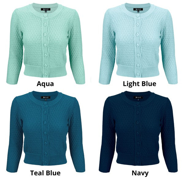 Women’s Pattern Cropped Knit Cardigan Sweater | Zarnesh