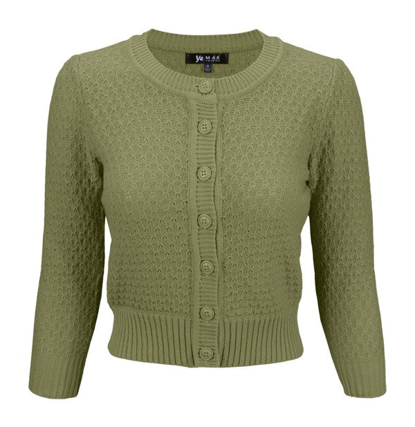 Women’s Pattern Cropped Knit Cardigan Sweater | Zarnesh