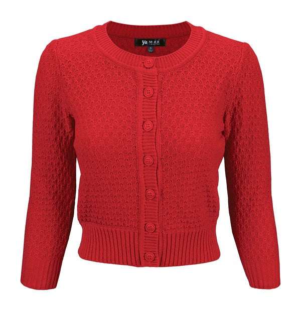 Women’s Pattern Cropped Knit Cardigan Sweater | Zarnesh