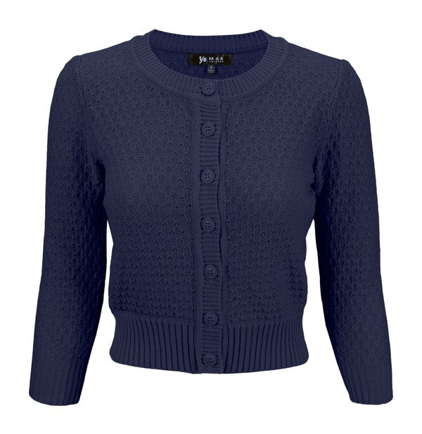 Women’s Pattern Cropped Knit Cardigan Sweater | Zarnesh