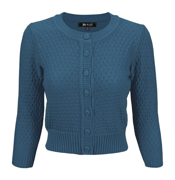 Women’s Pattern Cropped Knit Cardigan Sweater | Zarnesh
