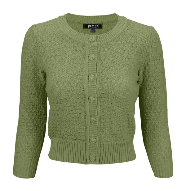Women’s Pattern Cropped Knit Cardigan Sweater | Zarnesh
