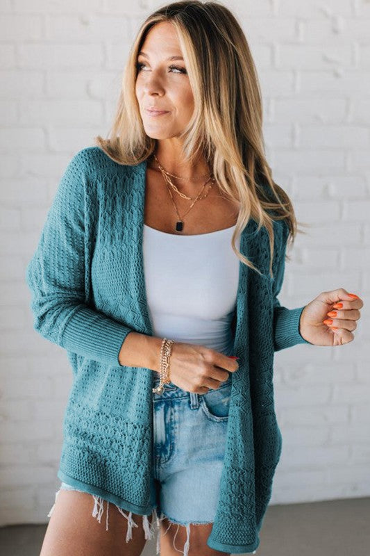 Women’s Pattern Hollowed Knit Open Front Cardigan | Zarnesh