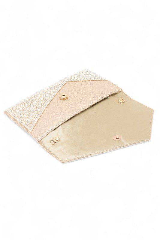 Women's Pearl Rhinestone Envelope Clutch Bag | Zarnesh
