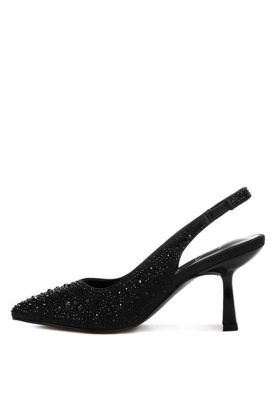 Women's Pearl Embellished Slingback Kitten Heel | Zarnesh
