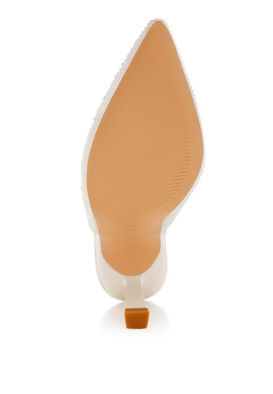 Women's Pearl Embellished Slingback Kitten Heel | Zarnesh