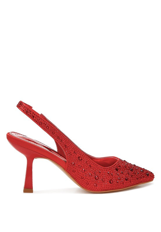 Women's Pearl Embellished Slingback Kitten Heel | Zarnesh