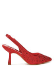 Women's Pearl Embellished Slingback Kitten Heel | Zarnesh
