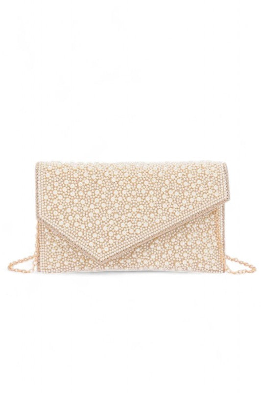 Women's Pearl Rhinestone Envelope Clutch Bag | Zarnesh