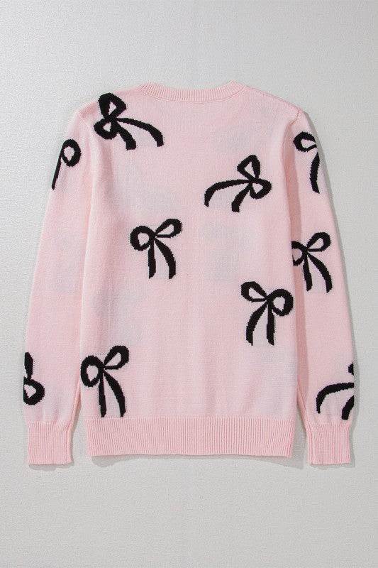 Women’s Bow Knit Pullover Crewneck Sweater | Zarnesh