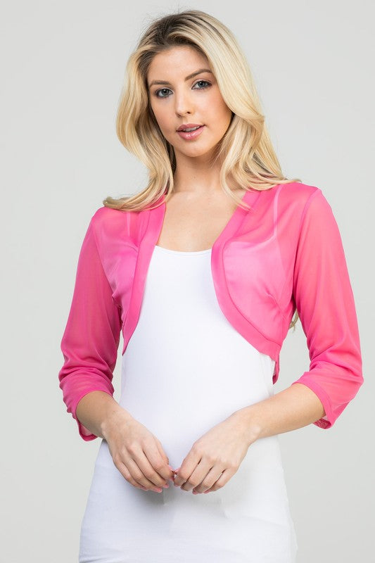 Women’s Chiffon Sheer Open Front 3/4 Sleeve Shrug | Zarnesh