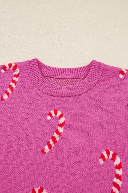 Women’s Christmas Candy Cane Drop Shoulder Sweater | Zarnesh