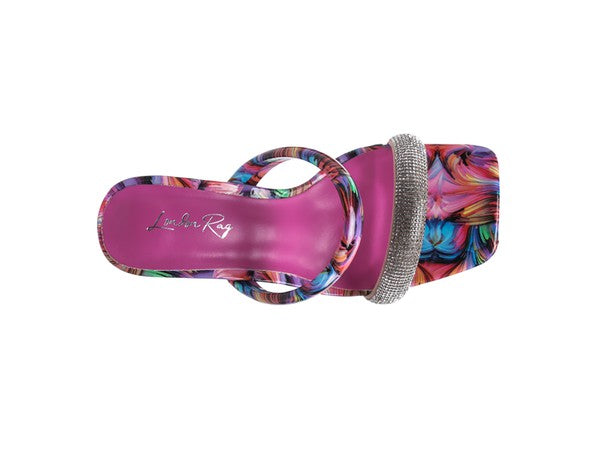 Women's KRYPTON Clear Block Heeled Marble Print Slides | Zarnesh