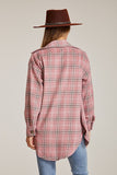 Women’s Flannel Plaid Button-Up Long Sleeve Shacket Jacket | Zarnesh
